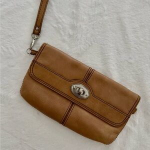 Fossil Tan Leather vintage Clutch